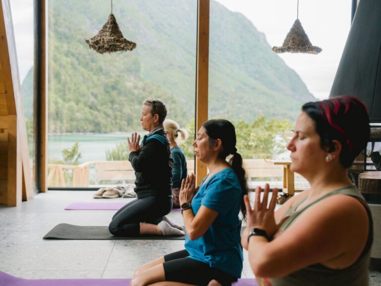 box breathing for stress and anxiety during yoga practice at yoga retreat in Patagonia